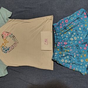 Cat & Jack Cream and Blue Pajama Set